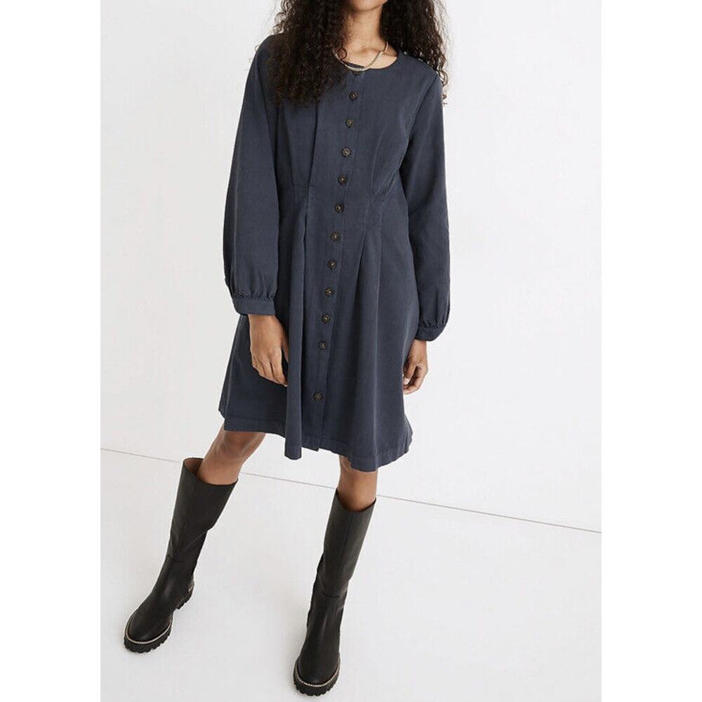 MADEWELL (Re)sponsible Long-Sleeve Button-Front Mini Dress Size 12 Utility